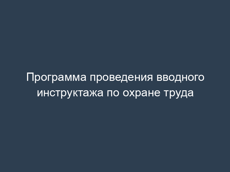 Программа проведения вводного инструктажа по охране труда