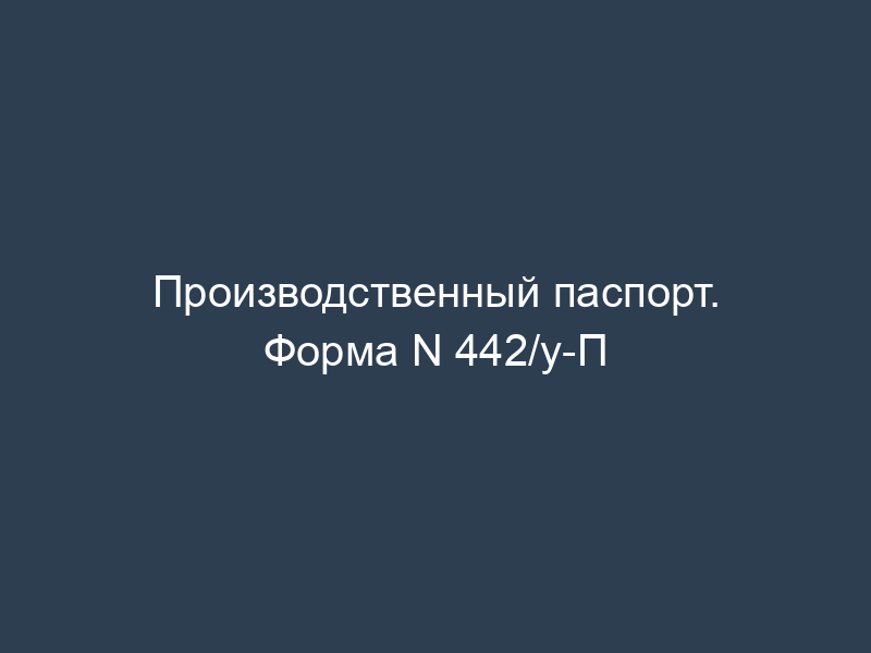 Производственный паспорт. Форма N 442/у-П