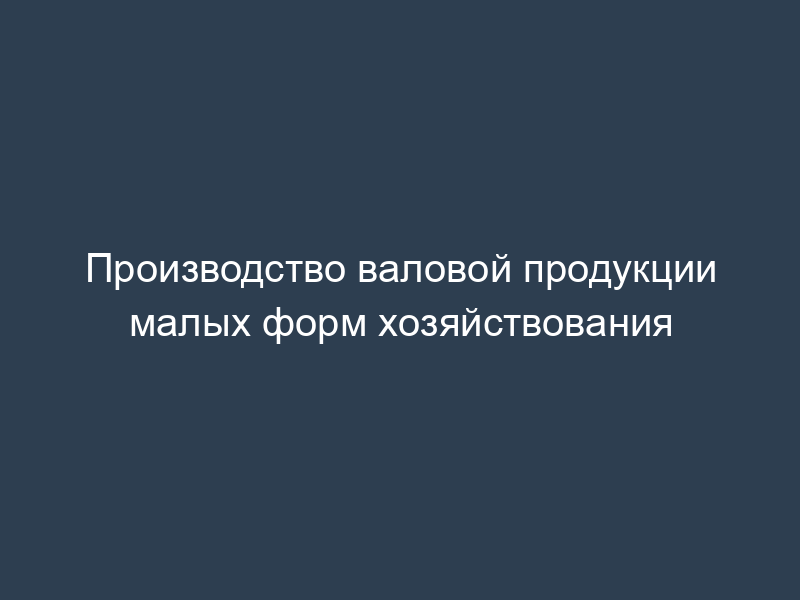 Производство валовой продукции малых форм хозяйствования