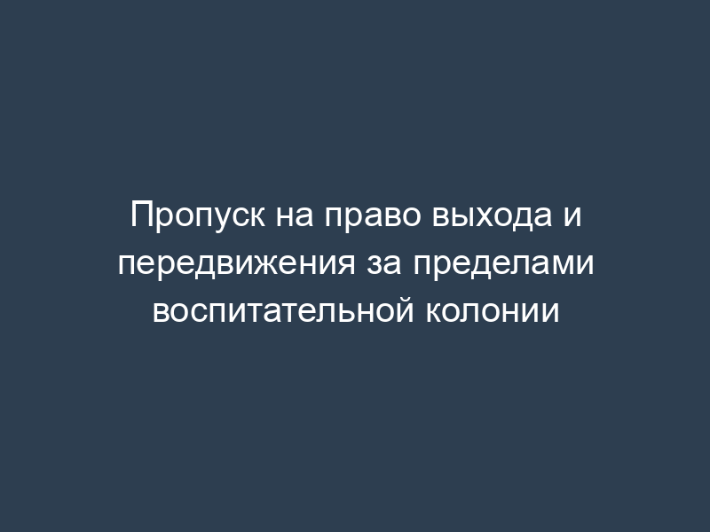 Пропуск на право выхода и передвижения за пределами воспитательной колонии