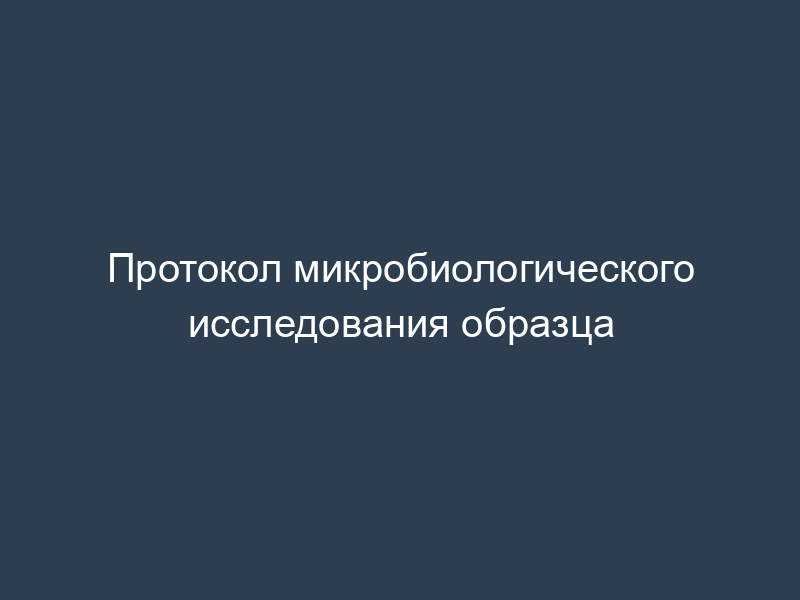 Протокол микробиологического исследования образца
