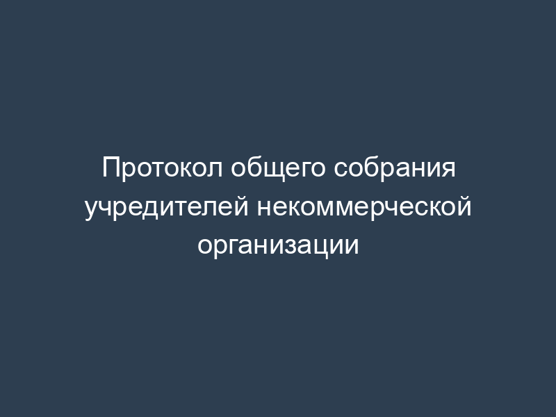 Протокол общего собрания учредителей некоммерческой организации