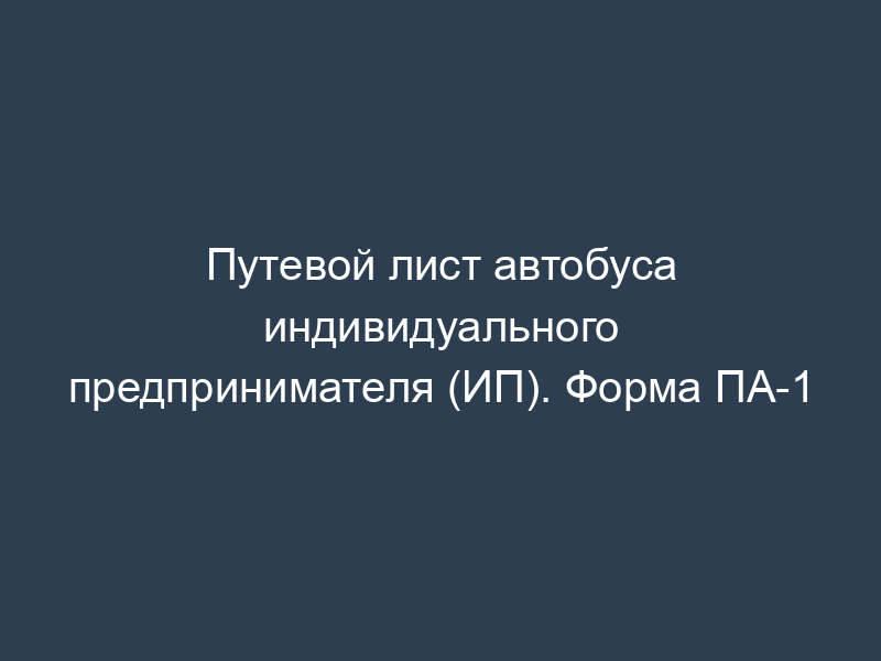 Путевой лист автобуса индивидуального предпринимателя (ИП). Форма ПА-1
