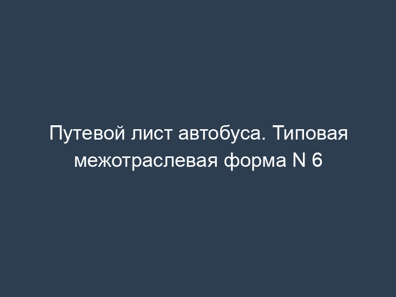 Путевой лист автобуса. Типовая межотраслевая форма N 6