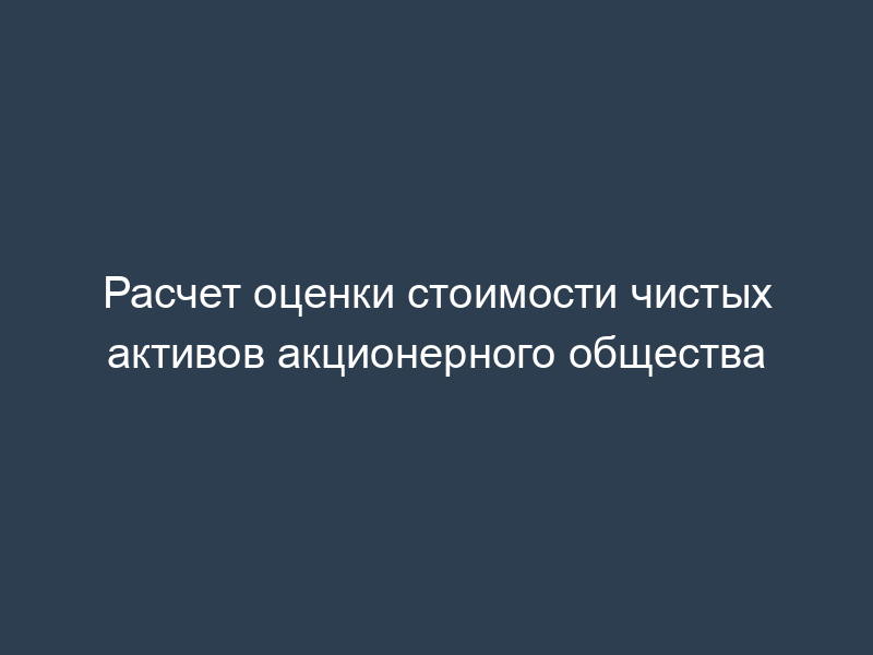 Расчет оценки стоимости чистых активов акционерного общества