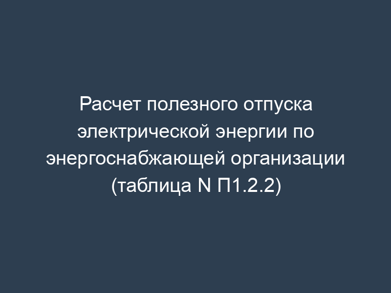 Расчет полезного отпуска электрической энергии по энергоснабжающей организации (таблица N П1.2.2)