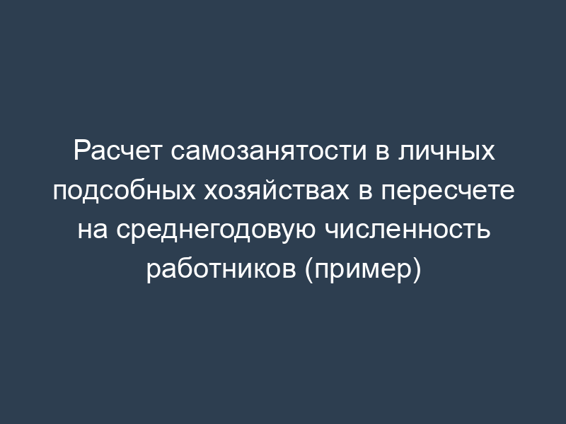Расчет самозанятости в личных подсобных хозяйствах в пересчете на среднегодовую численность работников (пример)