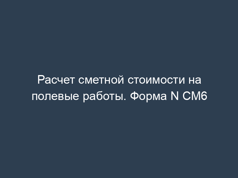 Расчет сметной стоимости на полевые работы. Форма N СМ6