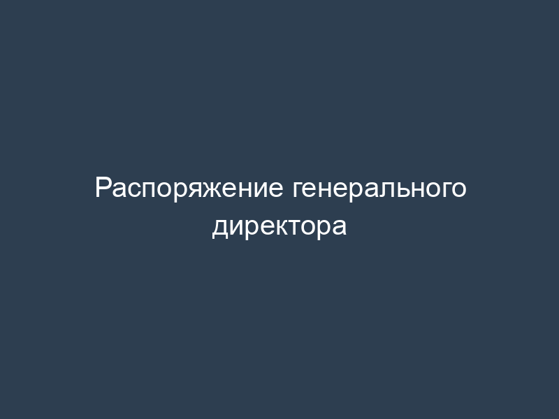 Распоряжение генерального директора