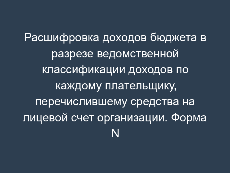 Расшифровка доходов бюджета в разрезе ведомственной классификации доходов по каждому плательщику, перечислившему средства на лицевой счет организации. Форма N АП002