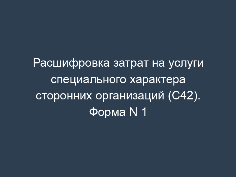 Расшифровка затрат на услуги специального характера сторонних организаций (С42). Форма N 1