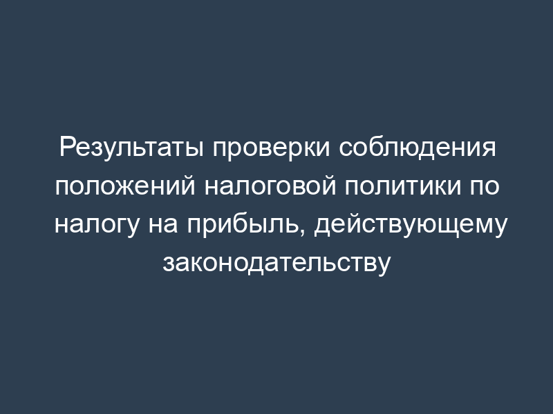 Результаты проверки соблюдения положений налоговой политики по налогу на прибыль, действующему законодательству