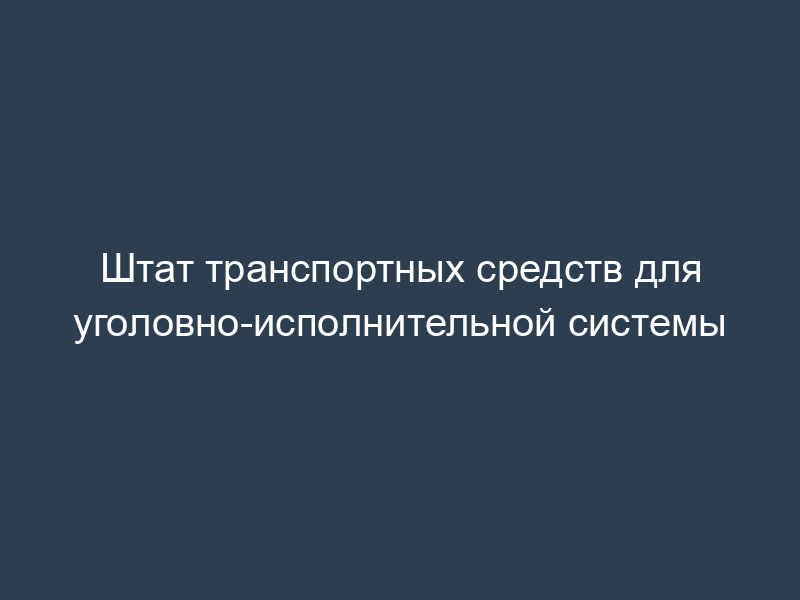 Штат транспортных средств для уголовно-исполнительной системы