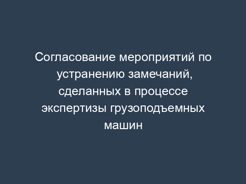 Согласование мероприятий по устранению замечаний, сделанных в процессе экспертизы грузоподъемных машин