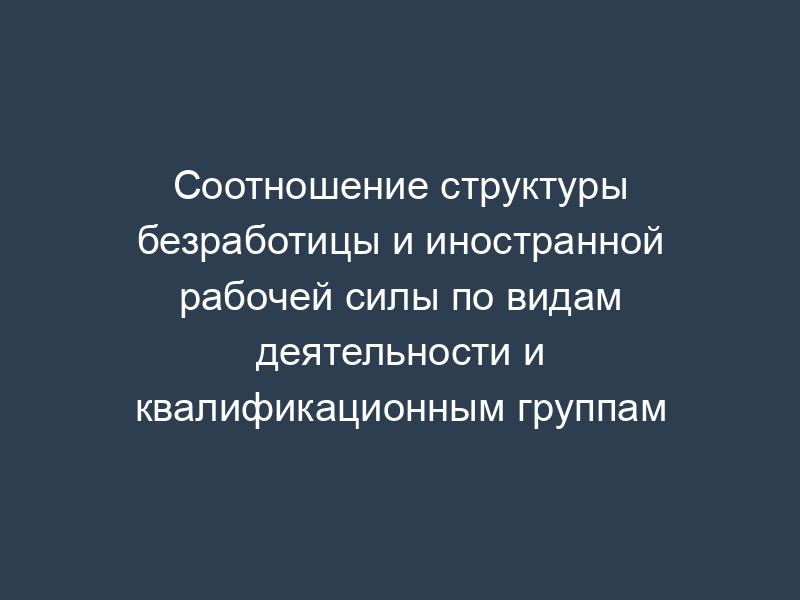 Соотношение структуры безработицы и иностранной рабочей силы по видам деятельности и квалификационным группам