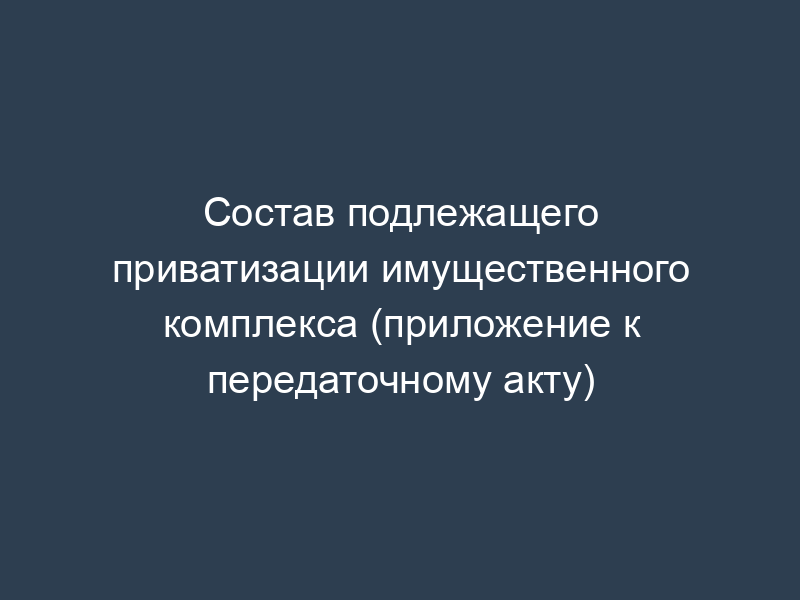 Состав подлежащего приватизации имущественного комплекса (приложение к передаточному акту)