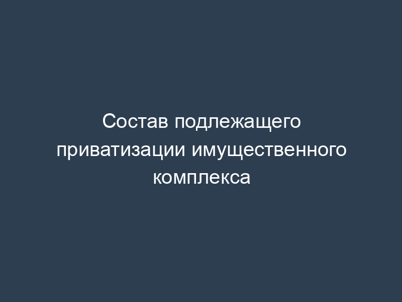 Состав подлежащего приватизации имущественного комплекса