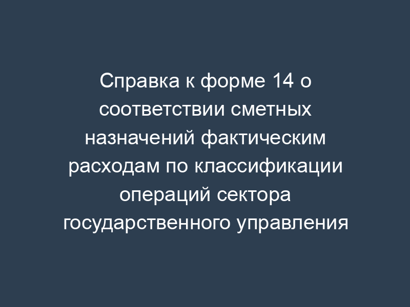 Справка к форме 14 о соответствии сметных назначений фактическим расходам по классификации операций сектора государственного управления