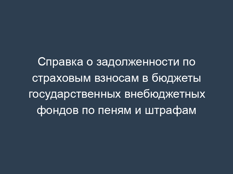 Справка о задолженности по страховым взносам в бюджеты государственных внебюджетных фондов по пеням и штрафам
