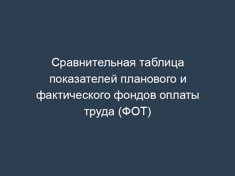 Сравнительная таблица показателей планового и фактического фондов оплаты труда (ФОТ)