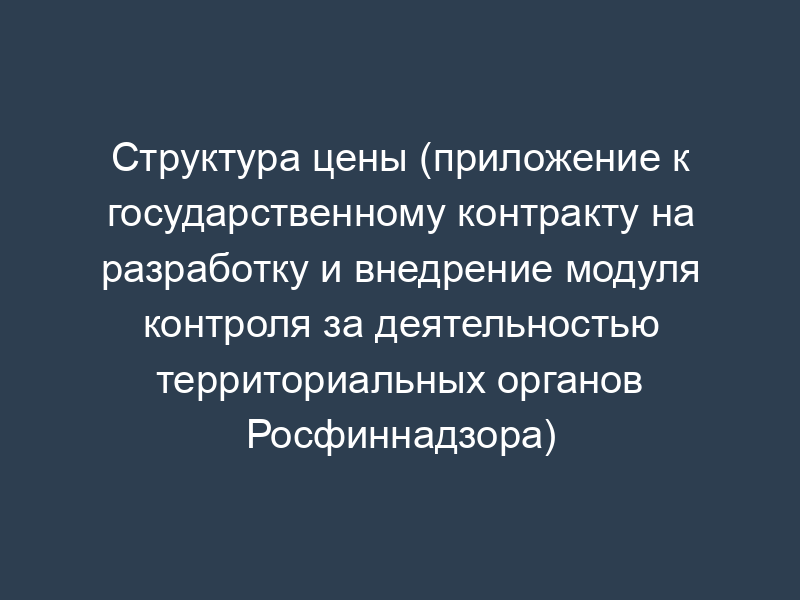 Структура цены (приложение к государственному контракту на разработку и внедрение модуля контроля за деятельностью территориальных органов Росфиннадзора)