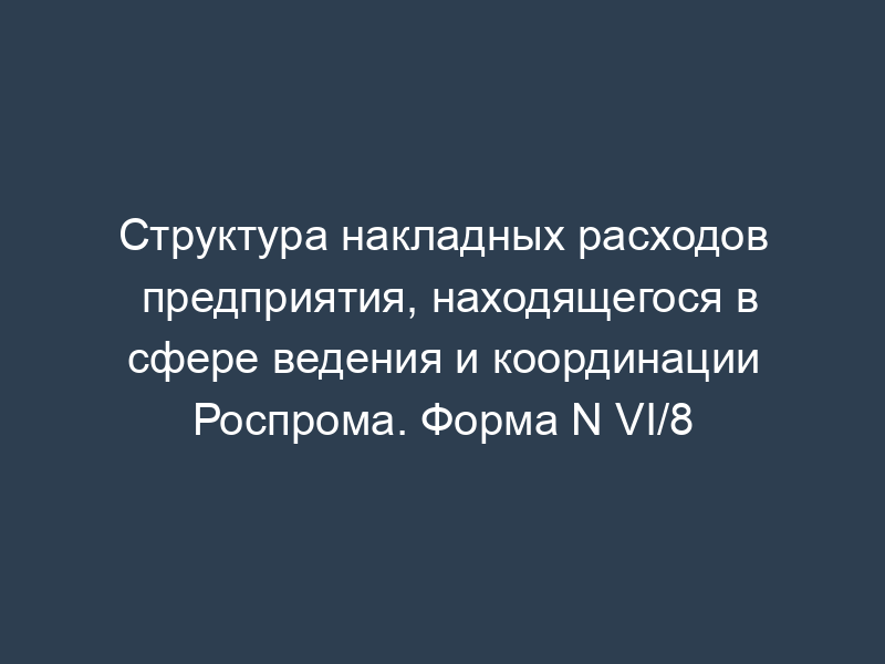 Структура накладных расходов предприятия, находящегося в сфере ведения и координации Роспрома. Форма N VI/8