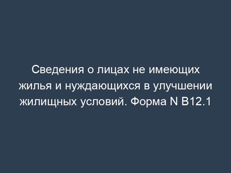 Сведения о лицах не имеющих жилья и нуждающихся в улучшении жилищных условий. Форма N В12.1