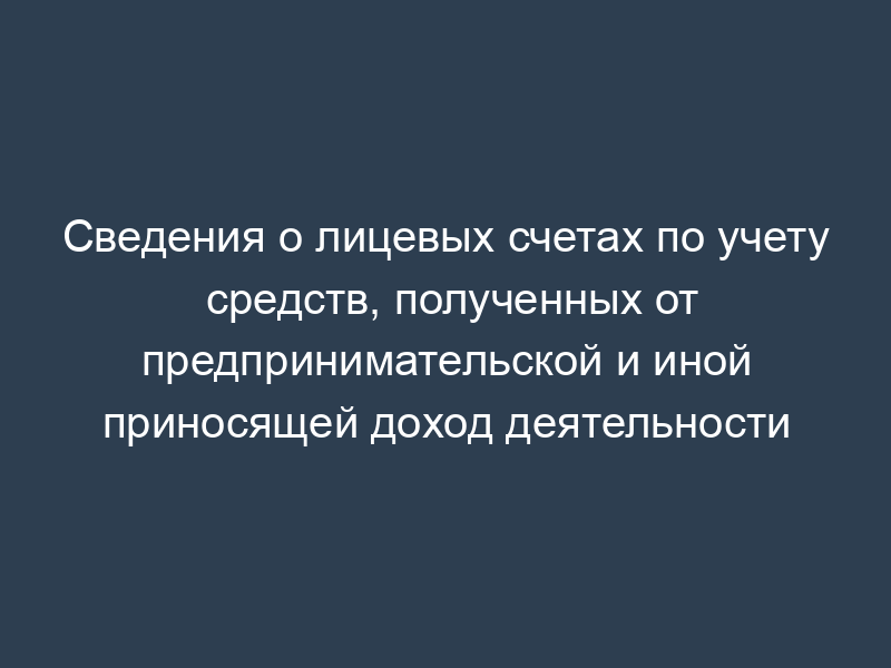 Сведения о лицевых счетах по учету средств, полученных от предпринимательской и иной приносящей доход деятельности
