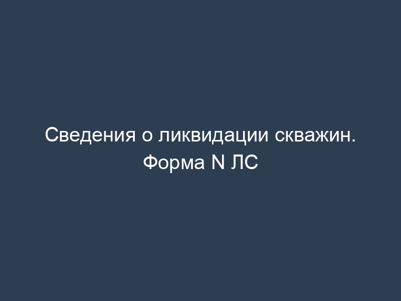 Сведения о ликвидации скважин. Форма N ЛС
