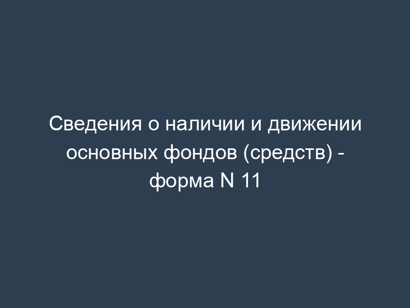 Сведения о наличии и движении основных фондов (средств) - форма N 11