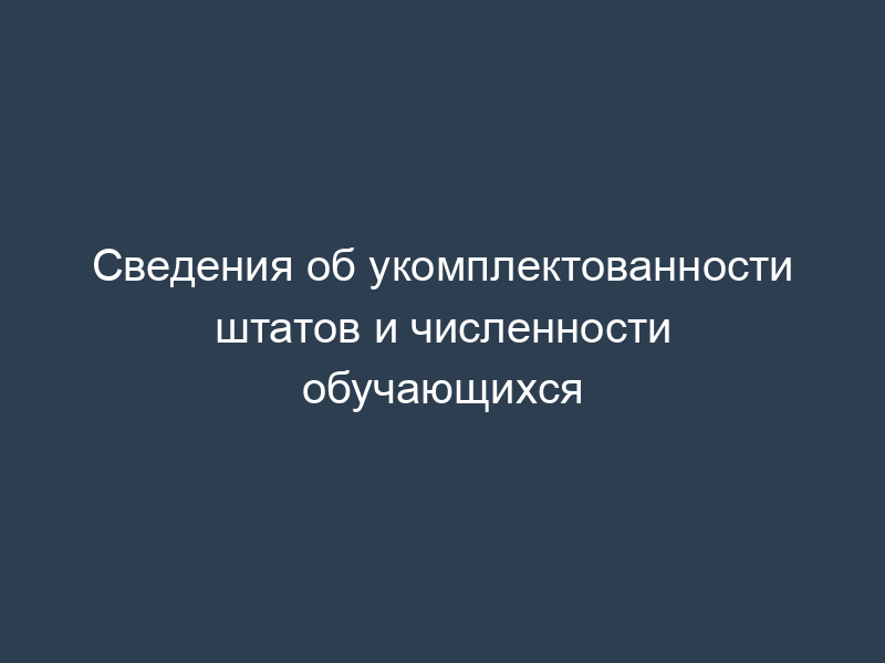 Сведения об укомплектованности штатов и численности обучающихся