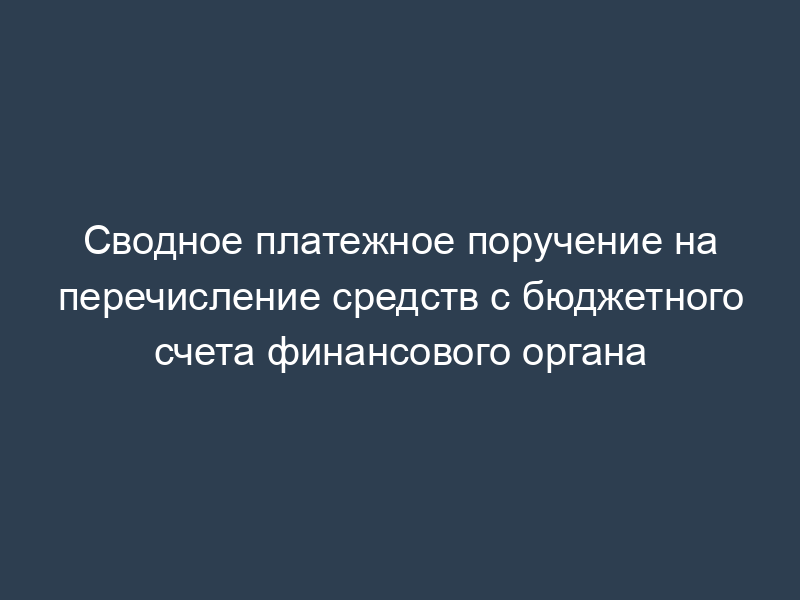 Сводное платежное поручение на перечисление средств с бюджетного счета финансового органа
