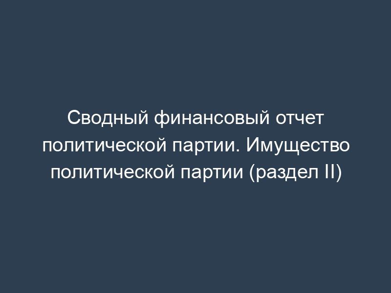 Сводный финансовый отчет политической партии. Имущество политической партии (раздел II)