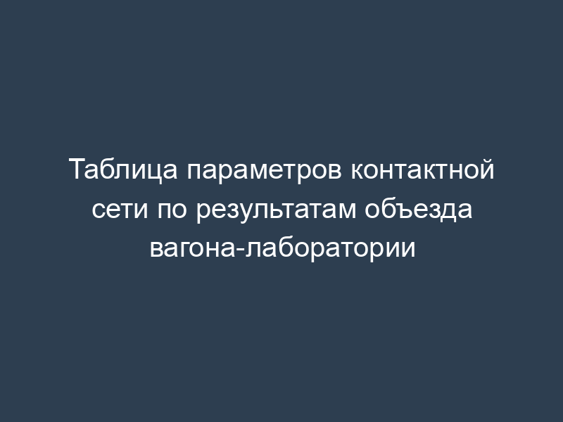 Таблица параметров контактной сети по результатам объезда вагона-лаборатории