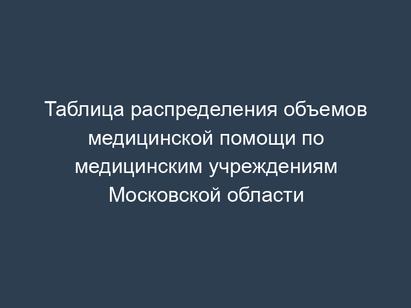 Таблица распределения объемов медицинской помощи по медицинским учреждениям Московской области