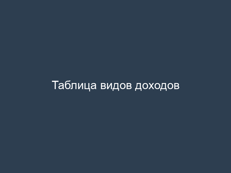 Таблица видов доходов