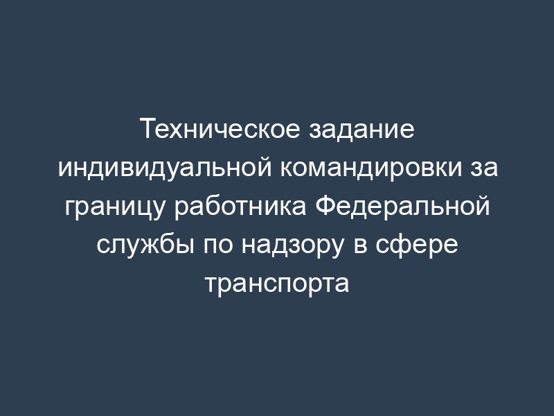Техническое задание индивидуальной командировки за границу работника Федеральной службы по надзору в сфере транспорта