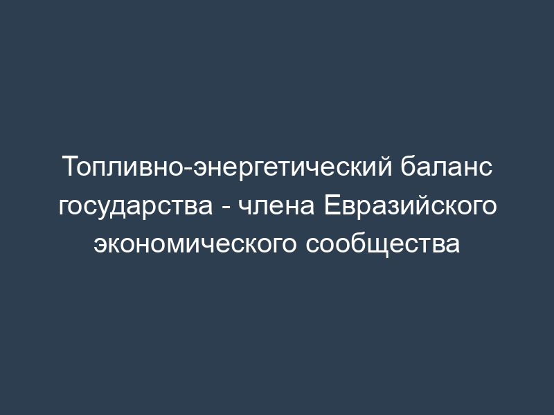 Топливно-энергетический баланс государства - члена Евразийского экономического сообщества