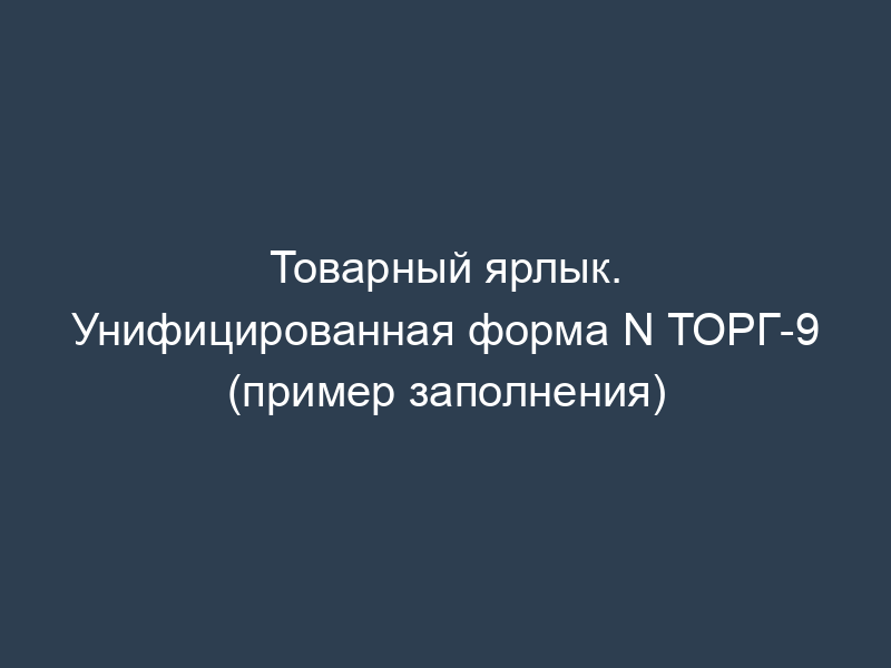 Товарный ярлык. Унифицированная форма N ТОРГ-9 (пример заполнения)