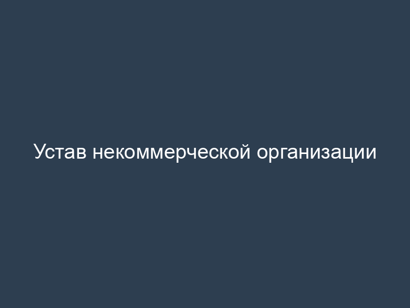 Устав некоммерческой организации