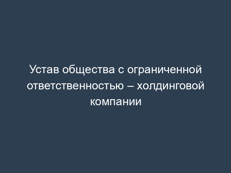 Устав общества с ограниченной ответственностью – холдинговой компании