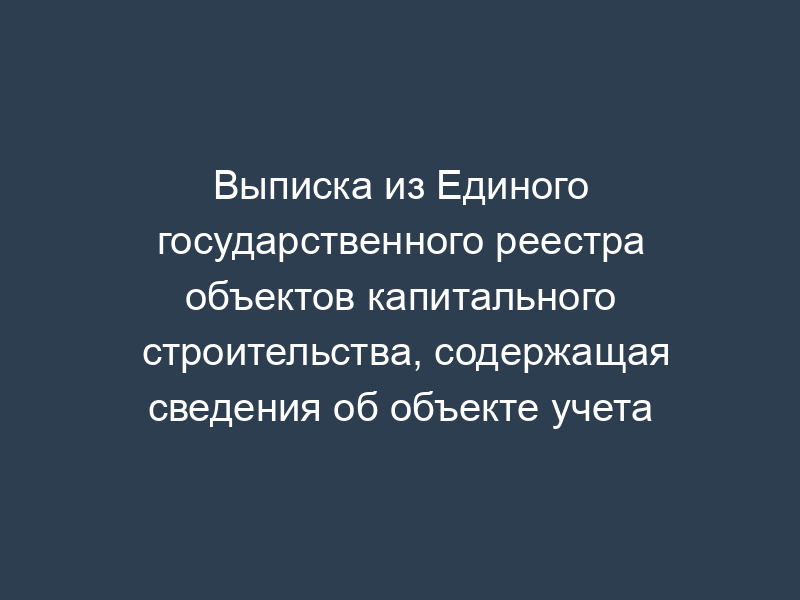 Выписка из Единого государственного реестра объектов капитального строительства, содержащая сведения об объекте учета