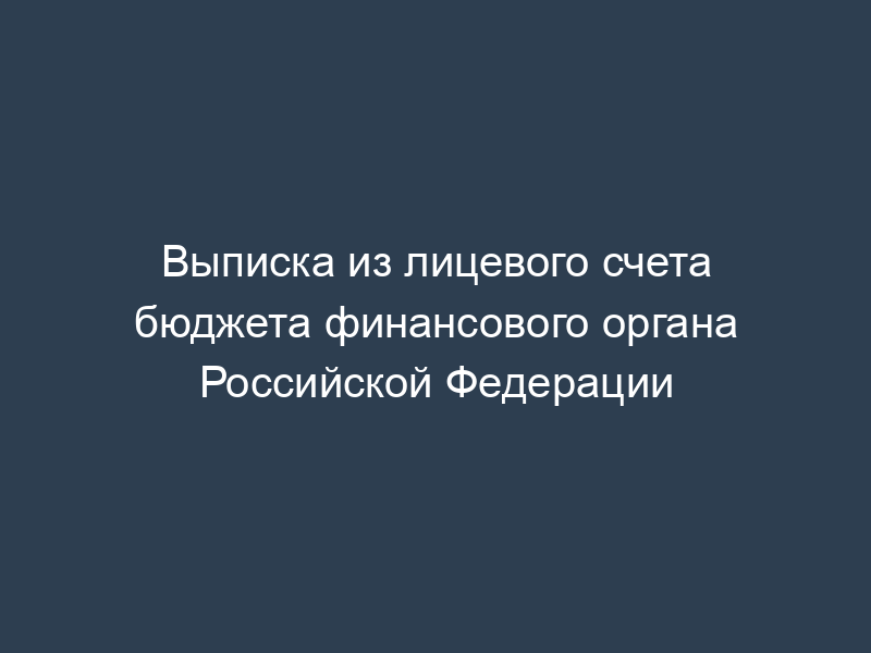 Выписка из лицевого счета бюджета финансового органа Российской Федерации