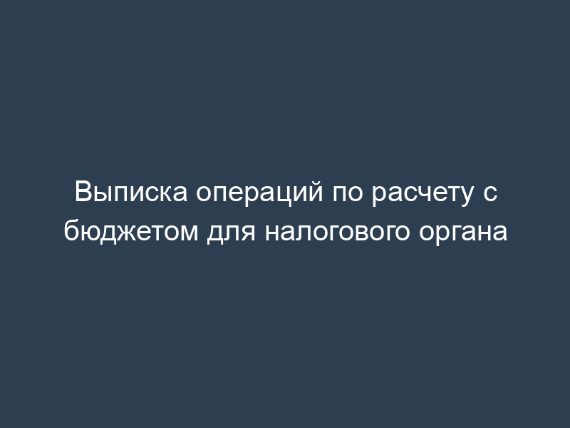 Выписка операций по расчету с бюджетом для налогового органа