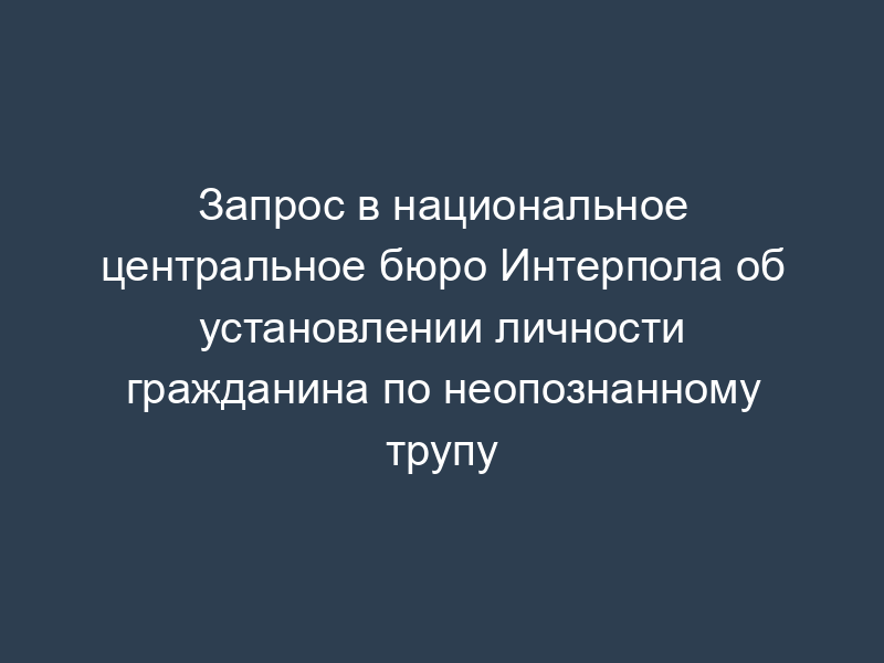 Запрос в национальное центральное бюро Интерпола об установлении личности гражданина по неопознанному трупу
