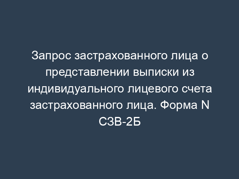 Запрос застрахованного лица о представлении выписки из индивидуального лицевого счета застрахованного лица. Форма N СЗВ-2Б