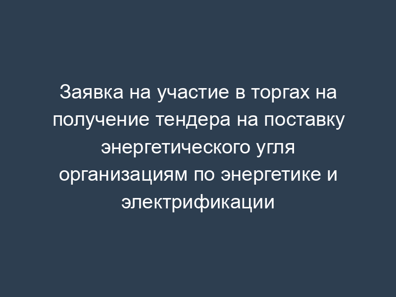 Заявка на участие в торгах на получение тендера на поставку энергетического угля организациям по энергетике и электрификации