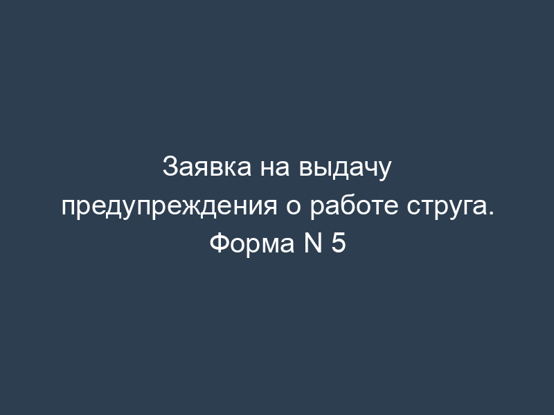 Заявка на выдачу предупреждения о работе струга. Форма N 5