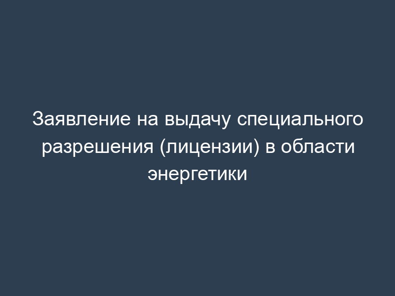 Заявление на выдачу специального разрешения (лицензии) в области энергетики
