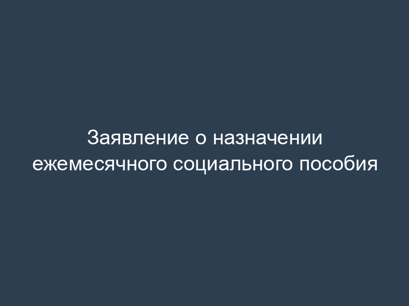 Заявление о назначении ежемесячного социального пособия